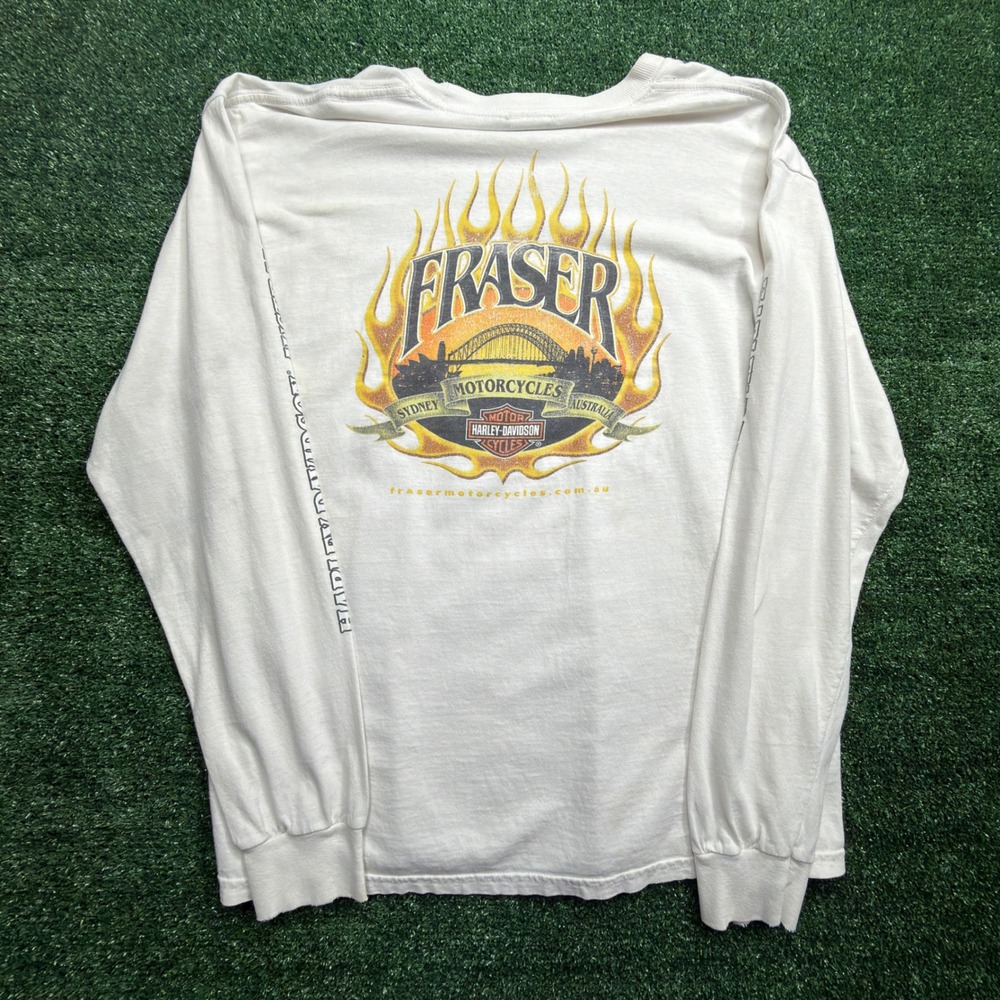 Vintage 2004 Harley Davidson Australia Fraser Motorcycles Long Sleeve Shirt XL